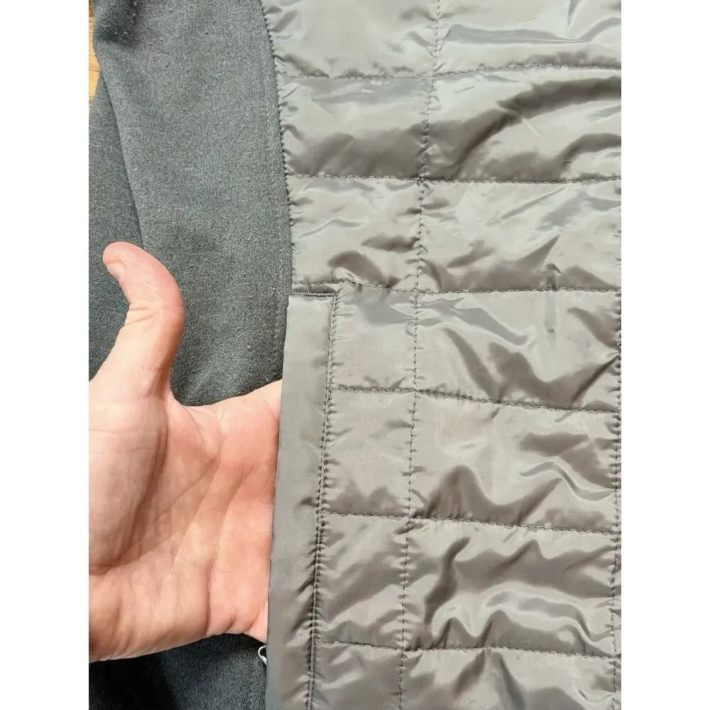 Orvis Mixed Media Quilted Puffer Jacket Mens Large‎ Gray Polyester Full Zip